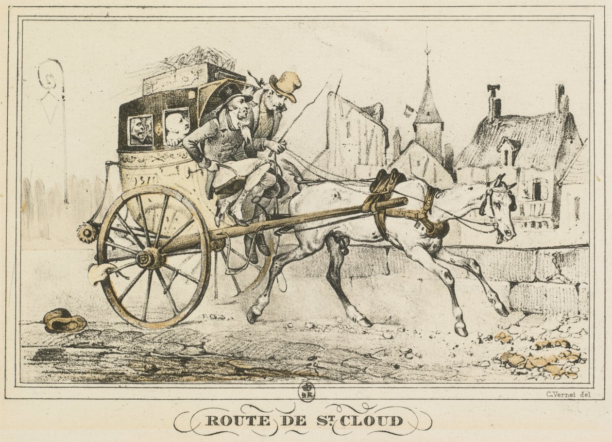 مشاهد من الحياة اليومية والطرق والمسارات: الطريق إلى Saint-Cloud ... ، 1816. بواسطة كارل فيرنت