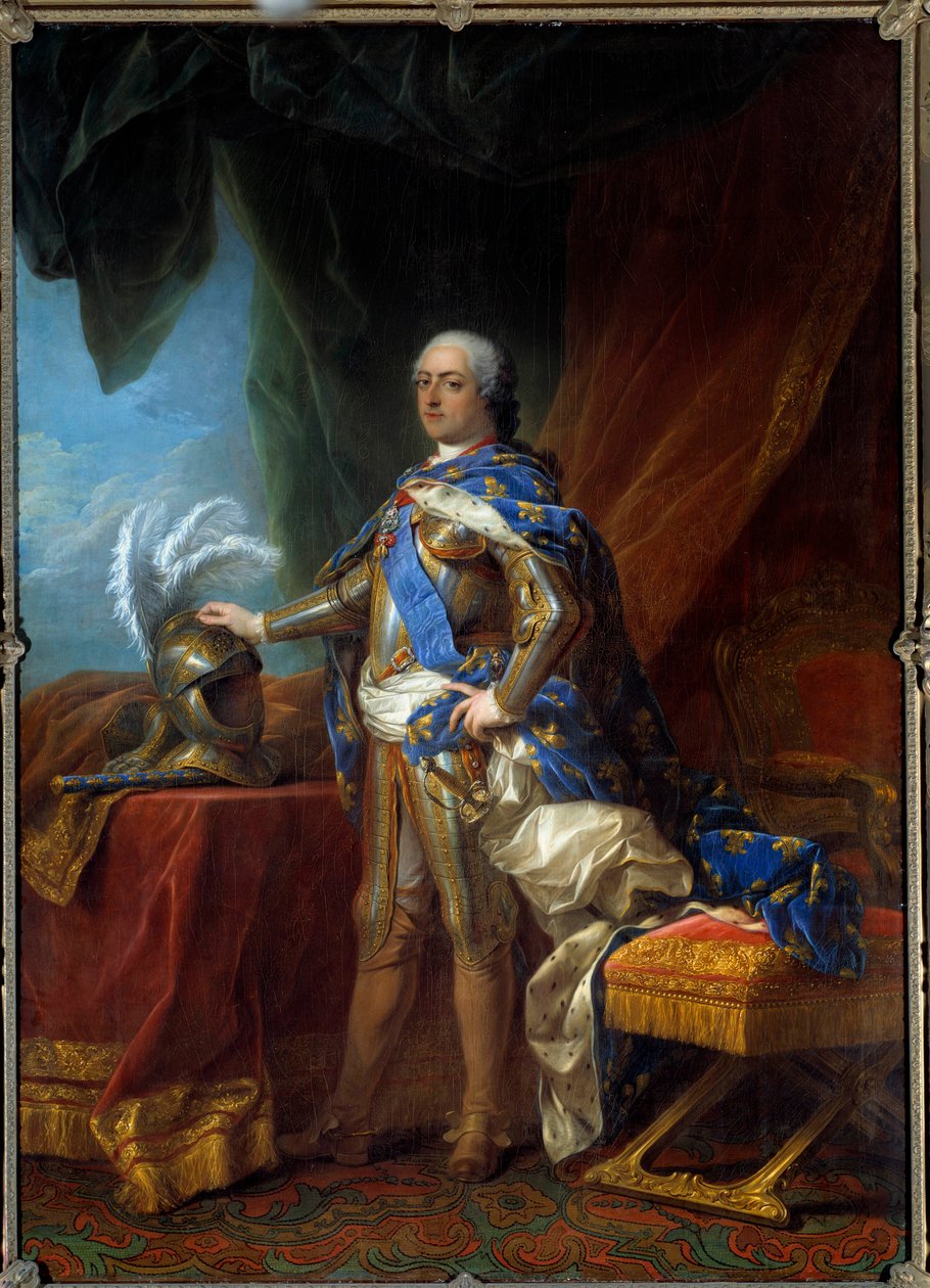 صورة في القدم للملك لويس الخامس عشر (1710 - 1774) ملك فرنسا. لوحة ورشة كارل فان لو (1705-1765) بواسطة كارل فان (استوديو) لو