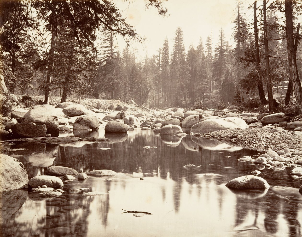 نهر ميرسيد ، كاليفورنيا. 1872 ، طبع كاليفورنيا. 1876. بواسطة كارلتون إي واتكينز.