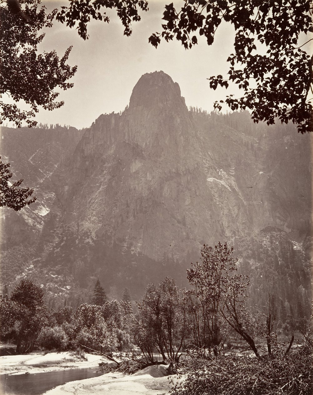 صخرة الحارس ، يوسمايت ، كاليفورنيا. 1872 ، طبع كاليفورنيا. 1876. بواسطة كارلتون إي واتكينز.