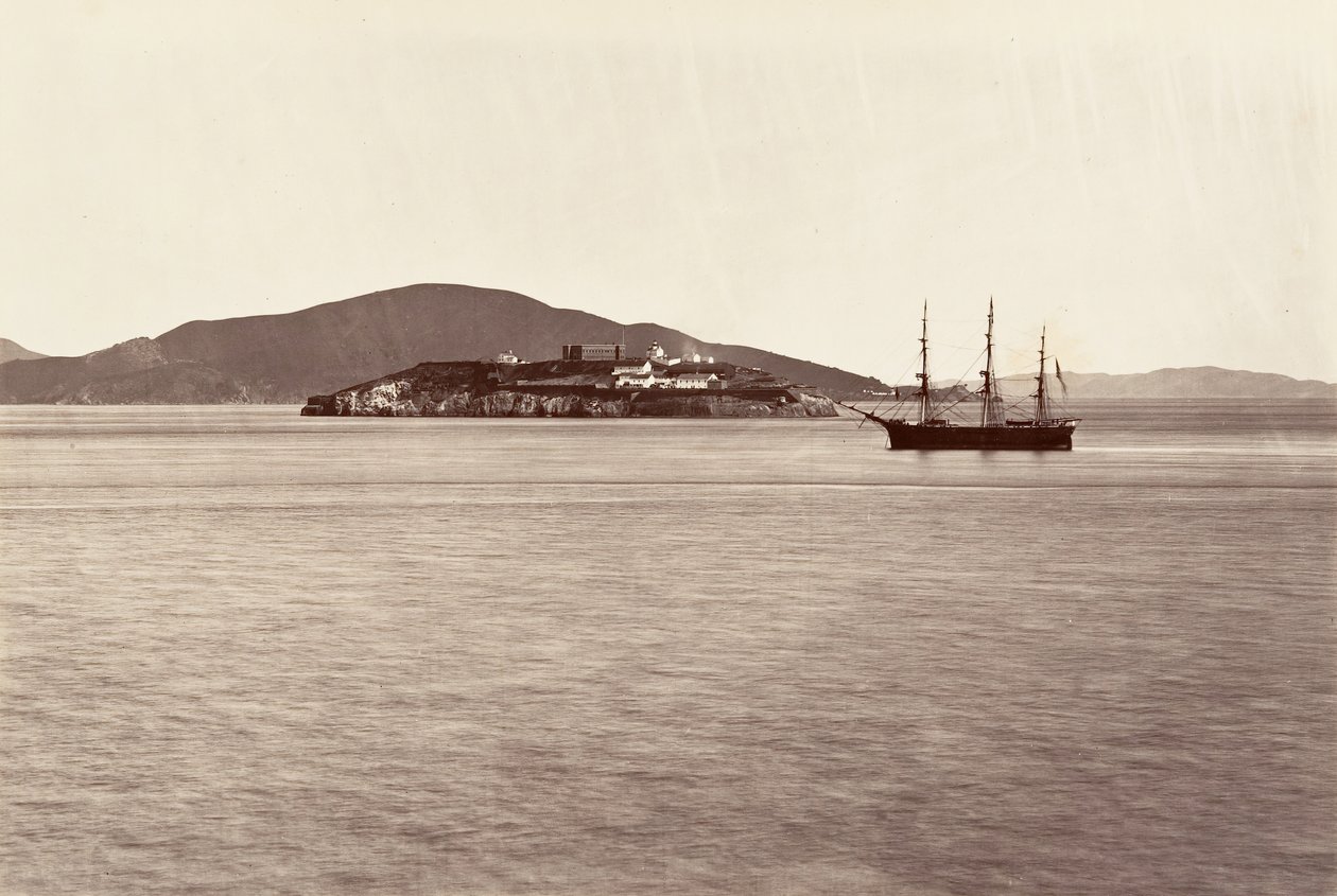 جزيرة الكاتراز ، سان فرانسيسكو ، 1868-69 ، طبع كاليفورنيا. 1876. بواسطة كارلتون إيمونز واتكينز