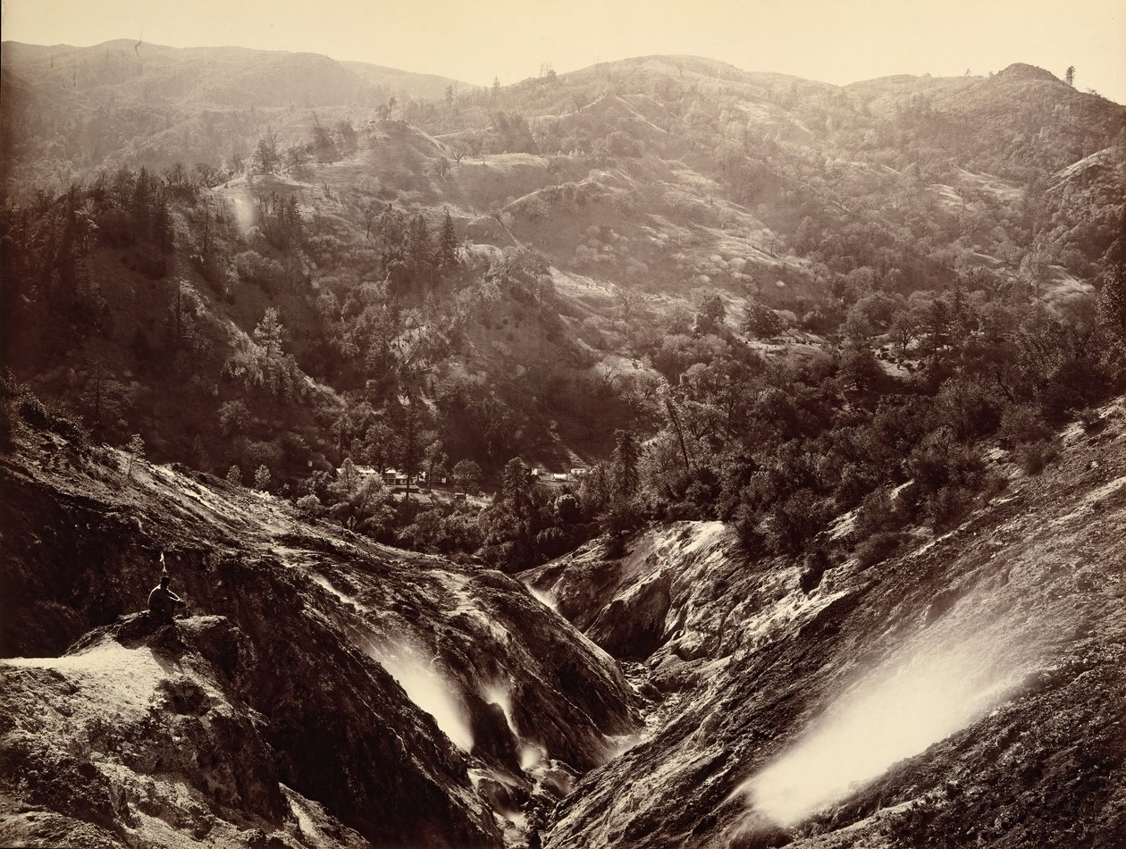وادي الشيطان ، السخانات ، ينظر إلى الأسفل ، 1868-70. بواسطة كارلتون إيمونز واتكينز