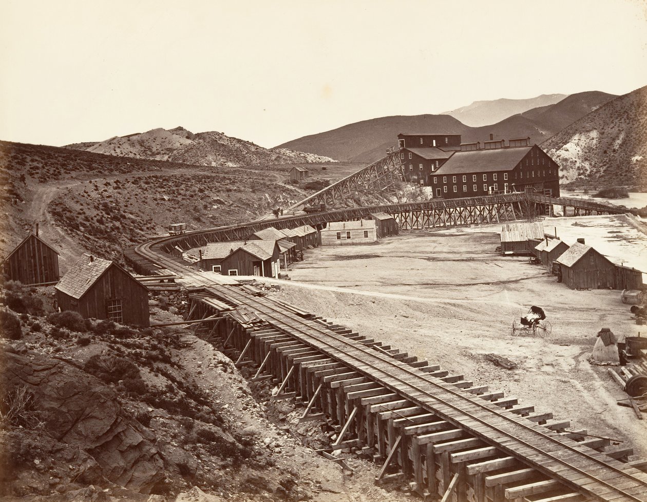 مطحنة الكوارتز من يوريكا وفلوم ، نيفادا ، 1875 ، طبعت كاليفورنيا. 1876. بواسطة كارلتون إيمونز واتكينز