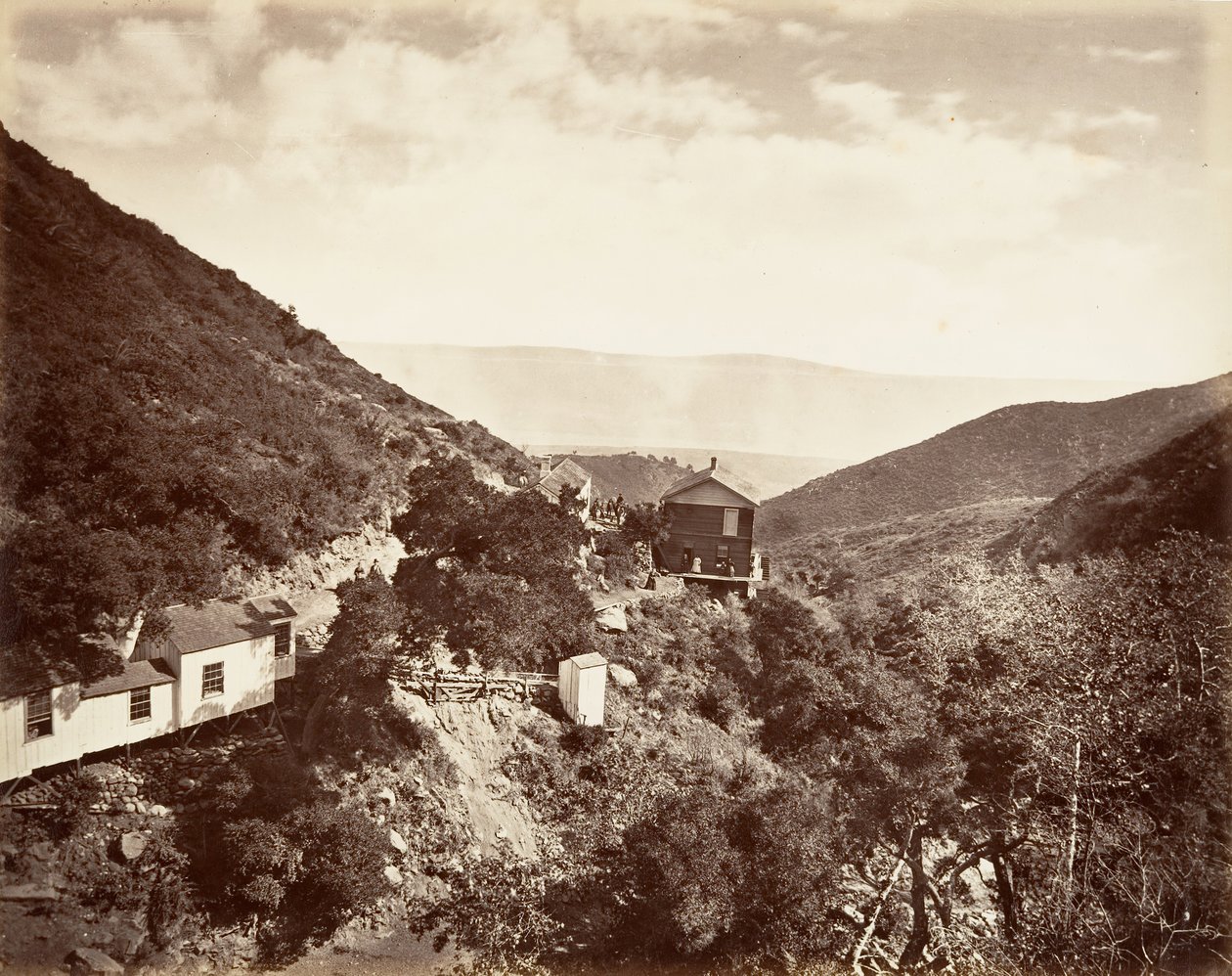 ينابيع الكبريت الساخنة ، سانتا باربرا ، 1876 ، مطبوعة كاليفورنيا. 1876. بواسطة كارلتون إيمونز واتكينز