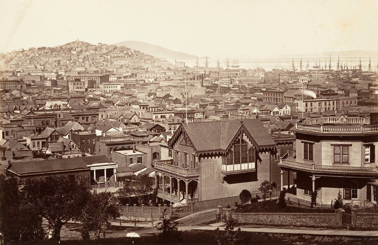 سان فرانسيسكو ، من رينكون هيل ، 1864 ، طبع كاليفورنيا. 1876. بواسطة كارلتون إيمونز واتكينز