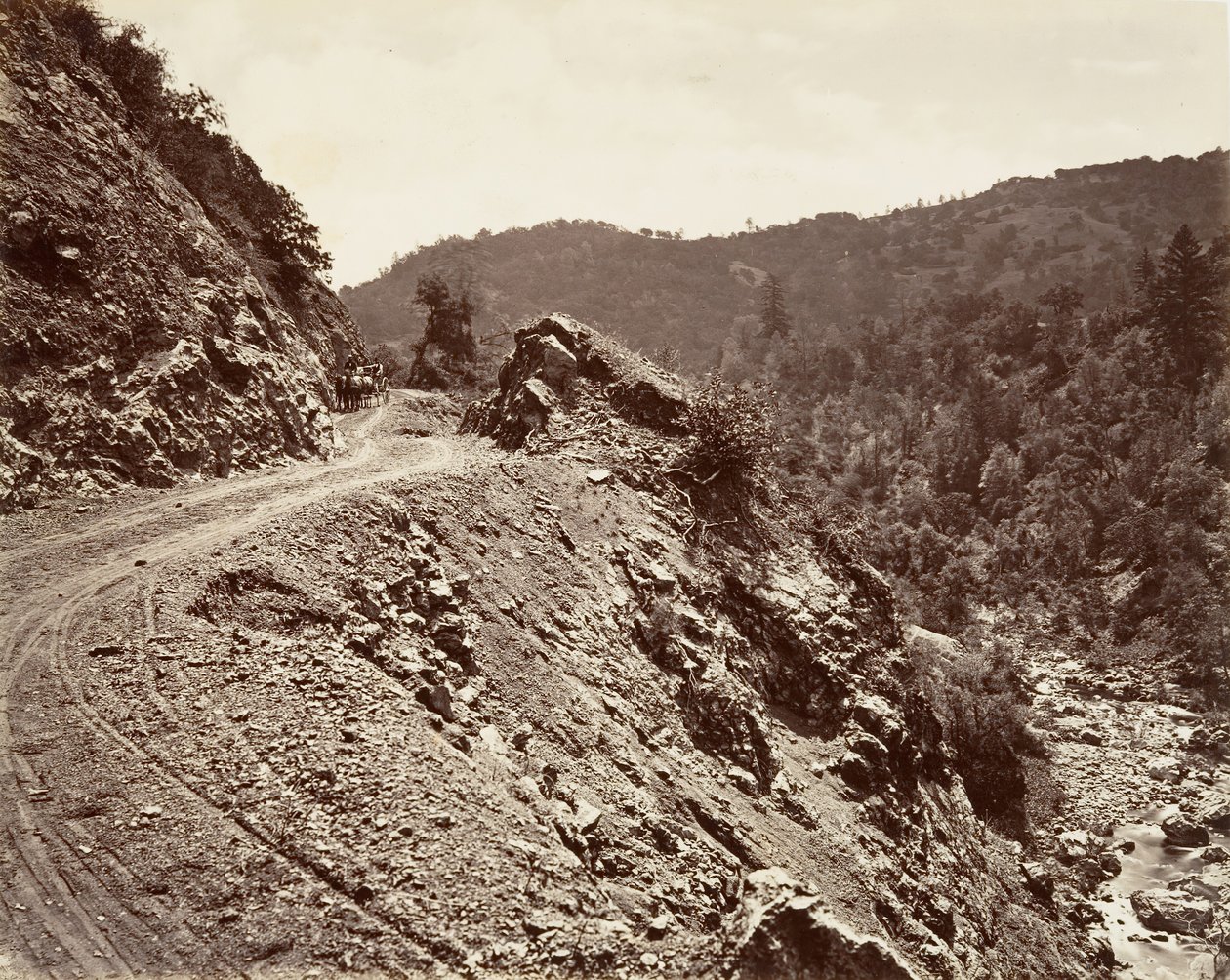 سولفور كريك و Flume-road to Geysers ، 1868-70 ، مطبوعة كاليفورنيا. 1876. بواسطة كارلتون إيمونز واتكينز