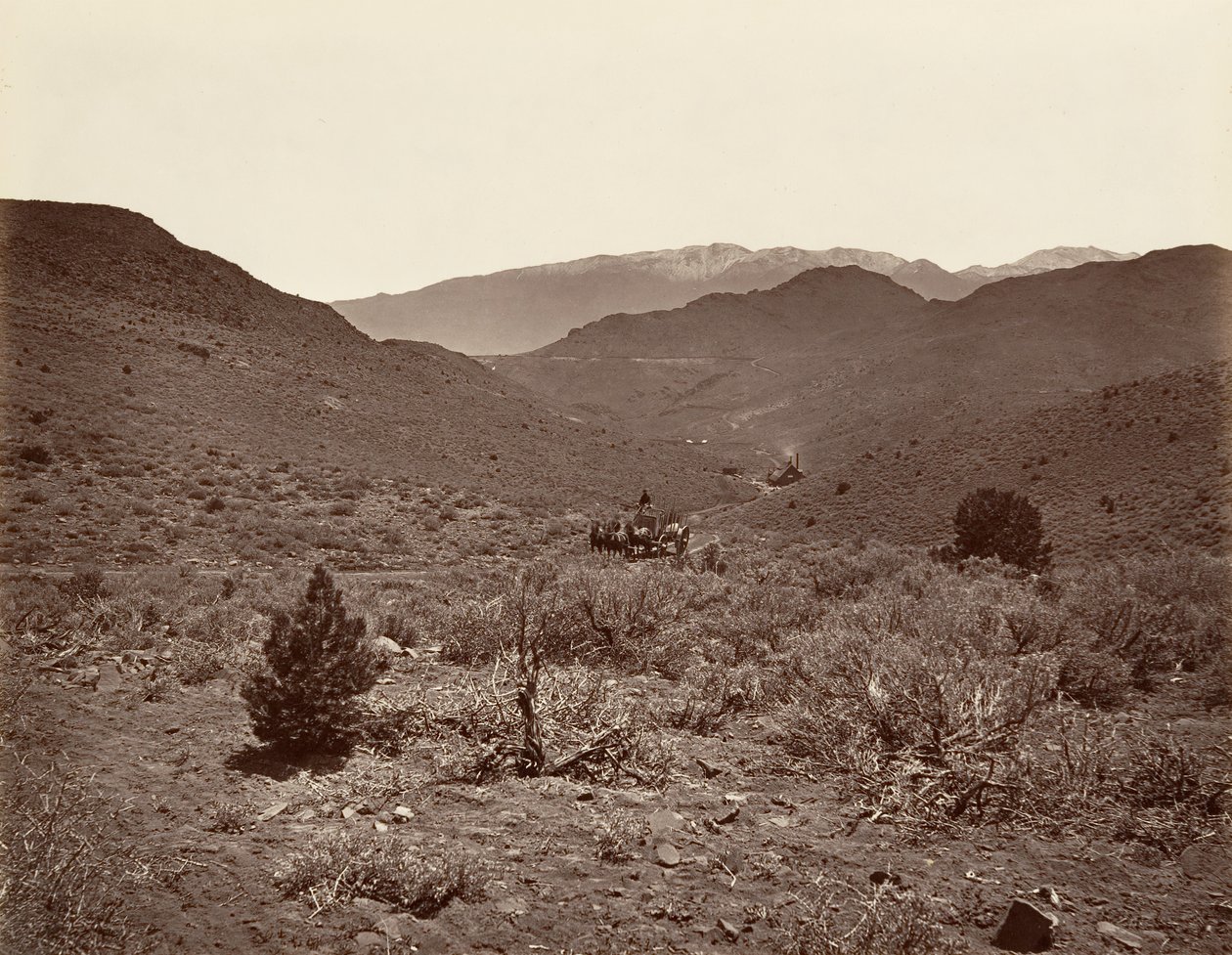 طريق نفق سوترو إلى مدينة فيرجينيا ، 1875 ، طبع كاليفورنيا. 1876. بواسطة كارلتون إيمونز واتكينز