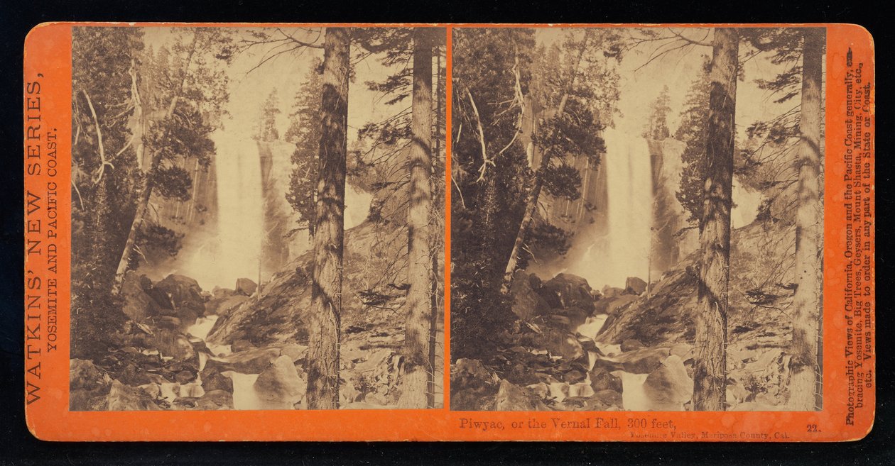 Piwyac ، أو Vernal Fall عند انخفاض المياه ، 300 قدم ، وادي يوسمايت ، مقاطعة ماريبوسا ، كال بواسطة كارلتون واتكينز