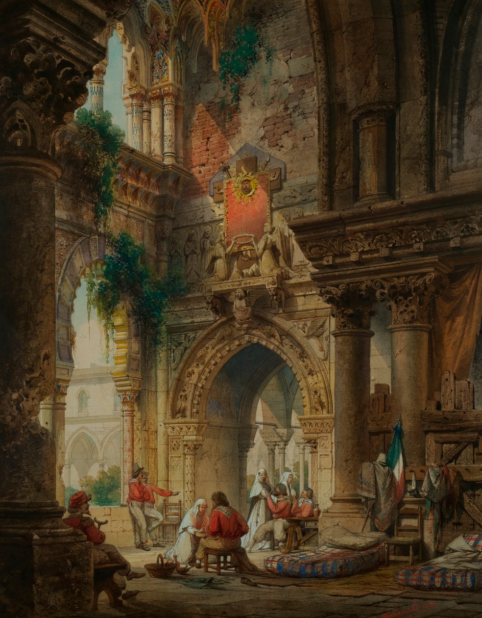 دير باليرمو ، c.1850 بواسطة كارلو فيراريو