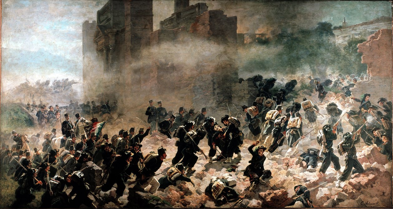 La breche de la Porta Pia ، روما (20 سبتمبر 1870) - رسم لكارلو أديمولو (1825-1911) ، زيت على قماش. ميلانو ، متحف Risorgimento بواسطة كارلو أديمولو