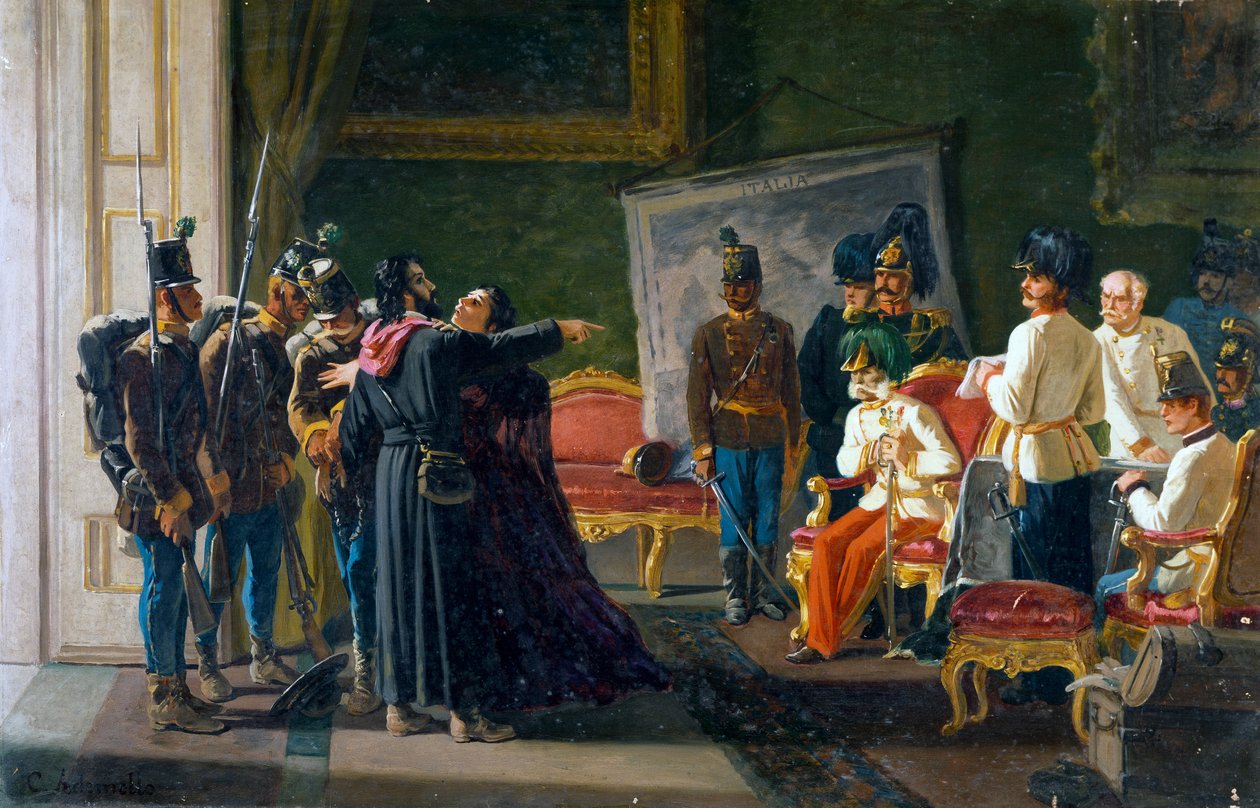 أوغو باسي وشقيقته كارلوتا في فيلا سبادا ، حوالي 1866 ، زيت على قماش ، بواسطة كارلو أديمولو (1825-1911) بواسطة كارلو أديمولو