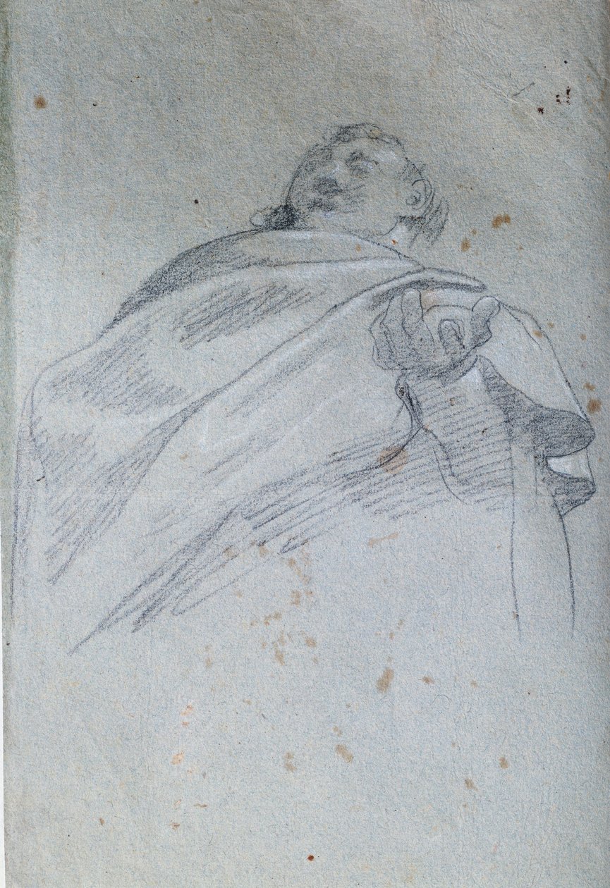 تمثال نصفي لثنى رجل رسم بالحبر وغسل بواسطة كارلو بونوني (1569-1632) القرن السابع عشر في باريس. متحف اللوفر بواسطة كارلو بونوني