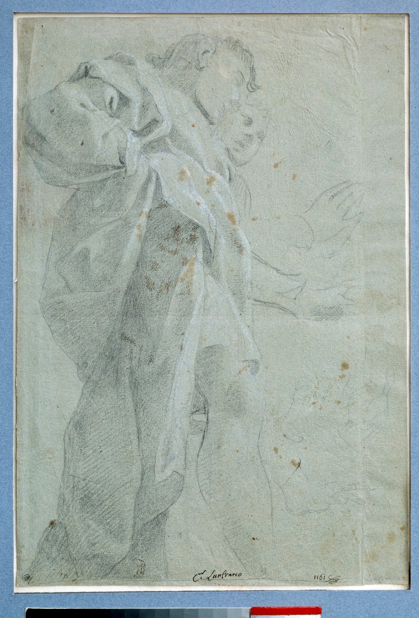 رجلان يقفان ستائر رسم بالحبر وغسل بواسطة كارلو بونوني (1569-1632) خافت. 0،27 x 0،39 م باريس. متحف اللوفر بواسطة كارلو بونوني