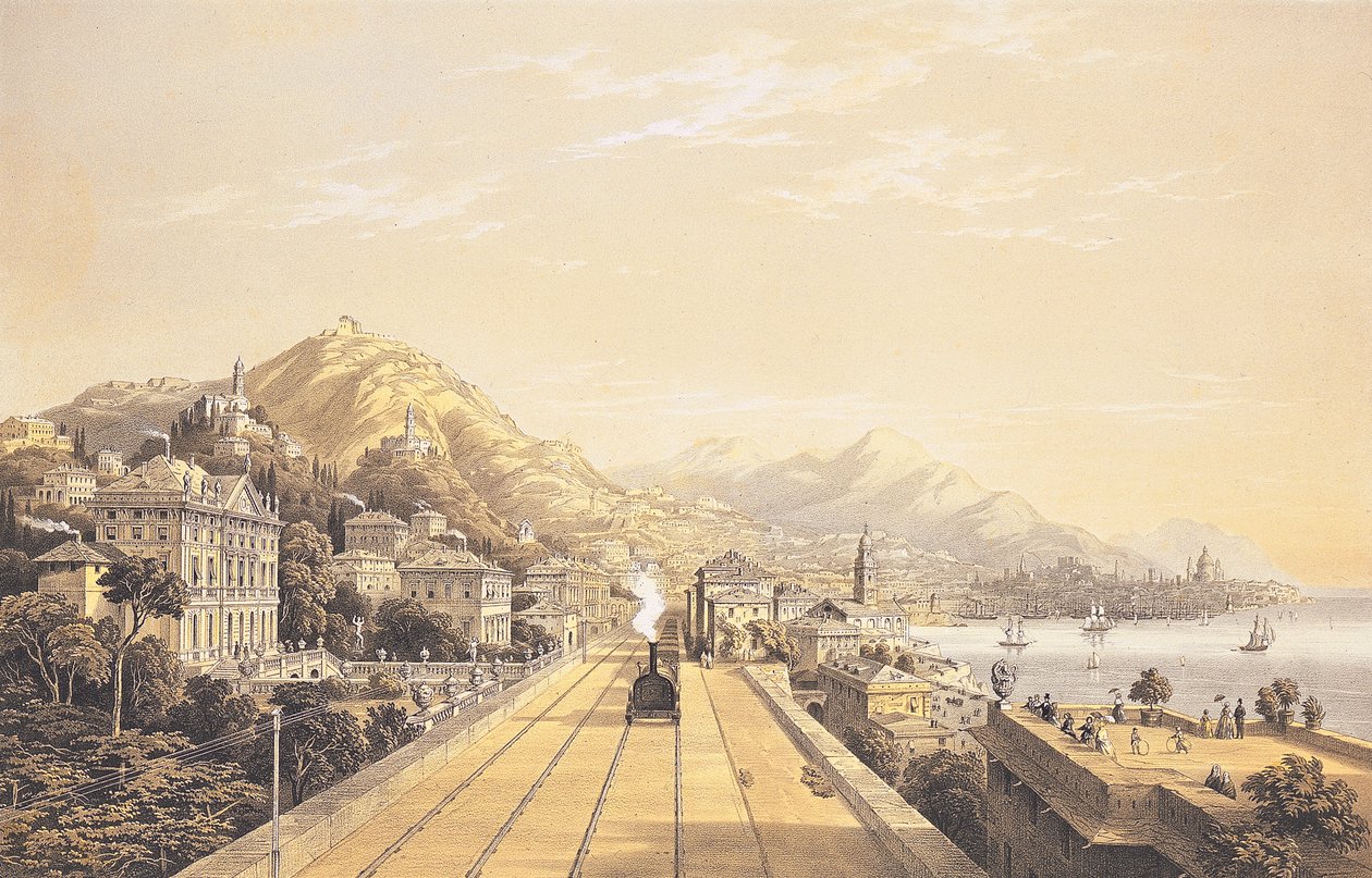صورة من "مناظر على السكة الحديد بين تورين وجنوة" ، 1853 بواسطة كارلو بوسولي