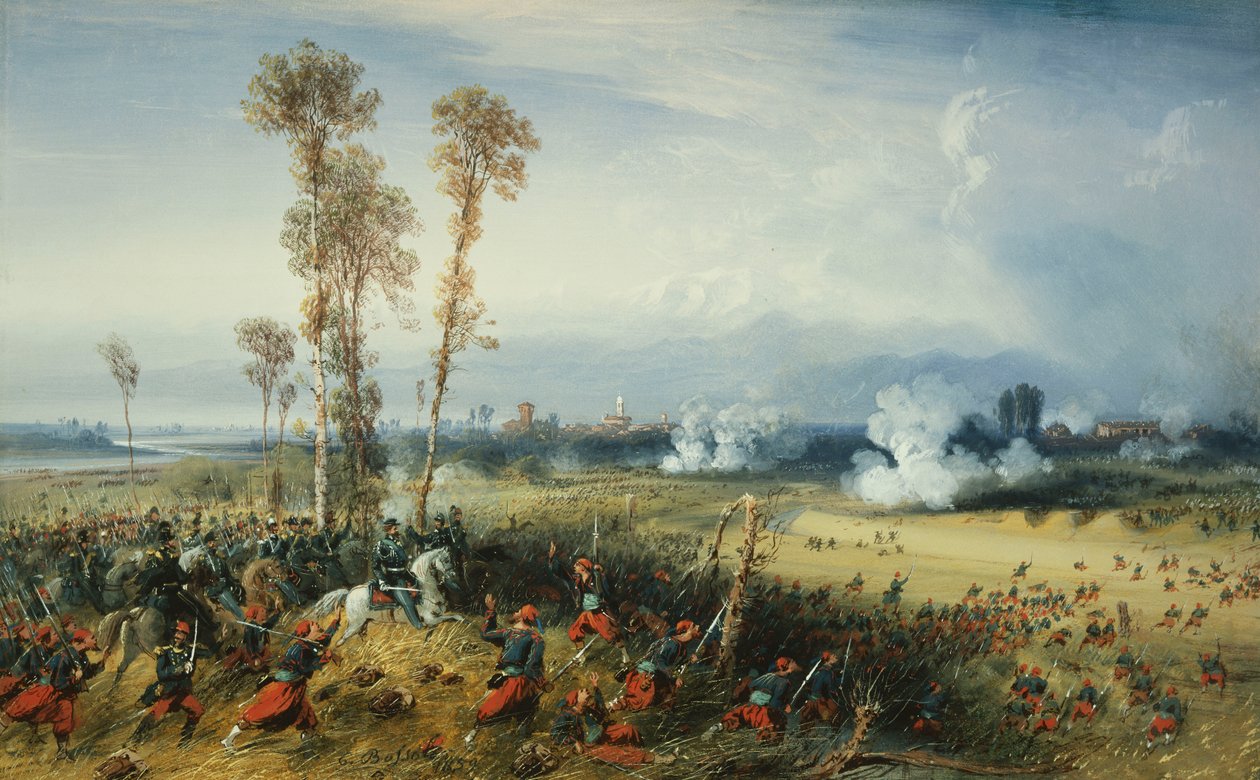الحرب في إيطاليا: معركة باليسترو ، ملك سردينيا على رأس القوات ، 1859 بواسطة كارلو بوسولي