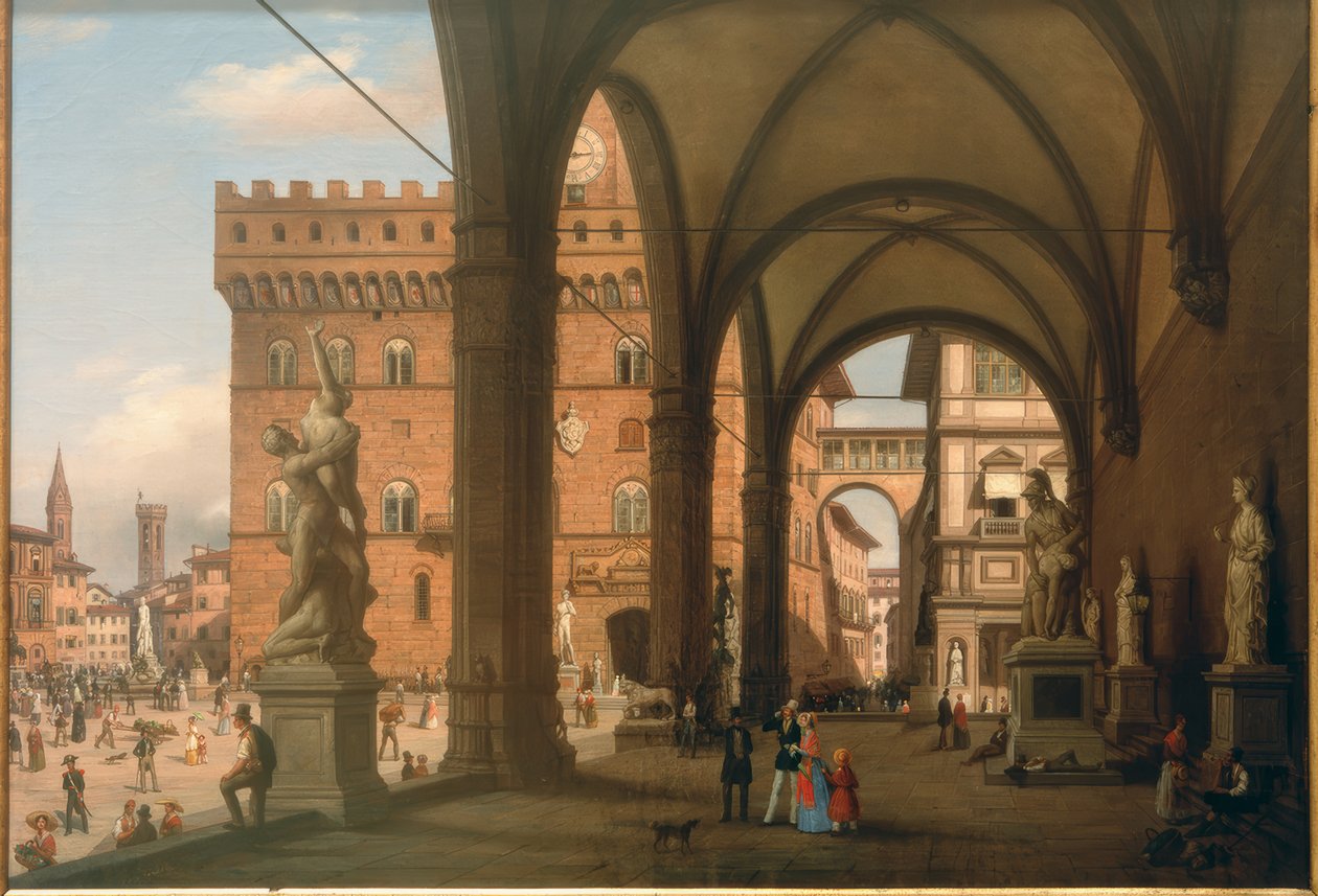 Ansicht der Piazza del Granduca von der Loggia dei Lanzi aus gesehen بواسطة كارلو كانيلا