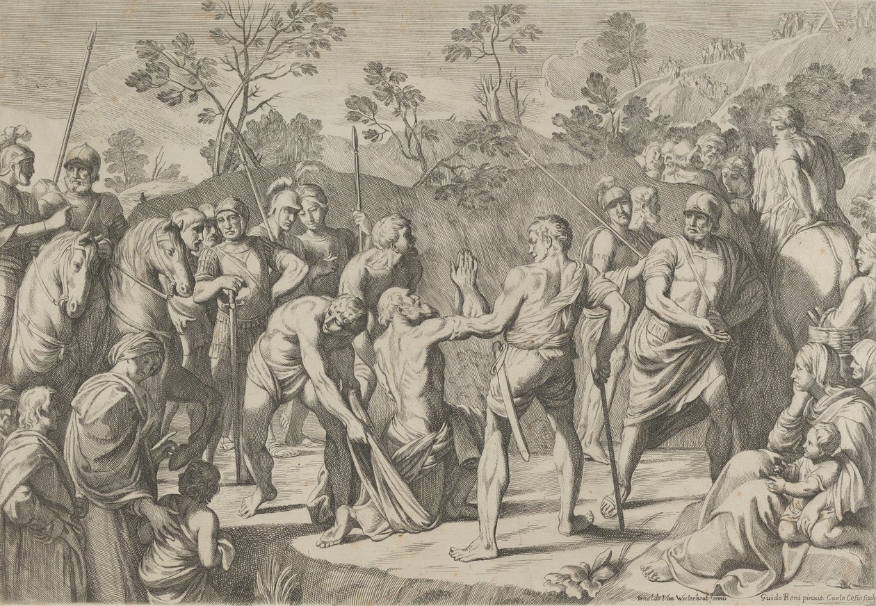 القديس أندرو راكعًا في الصلاة وهو يقود إلى الصليب ، بعد ريني ، 1650-1680. بواسطة كارلو سيسي