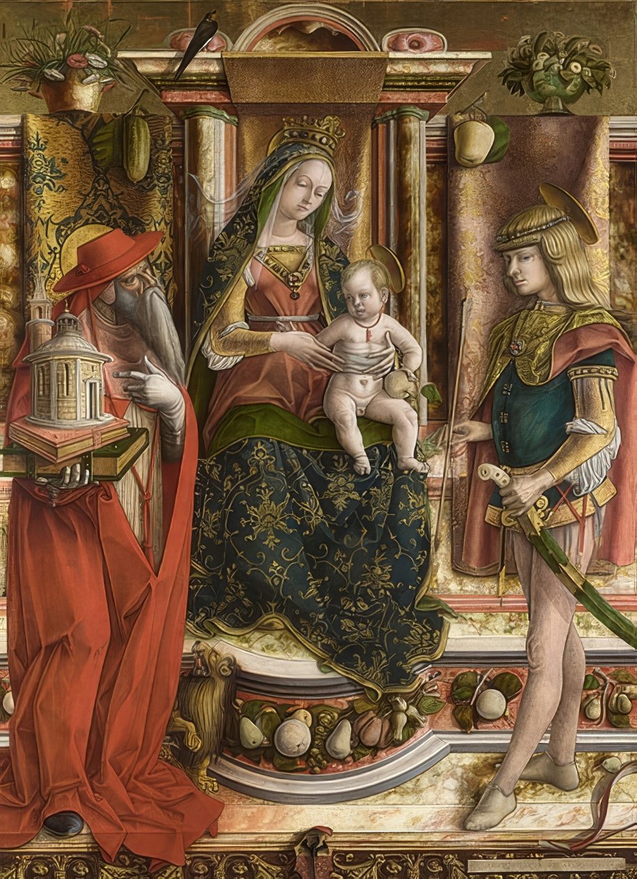 سيدة السنونو (Madonna mit der Schwalbe). ناتش 1490 بواسطة كارلو كريفيلي