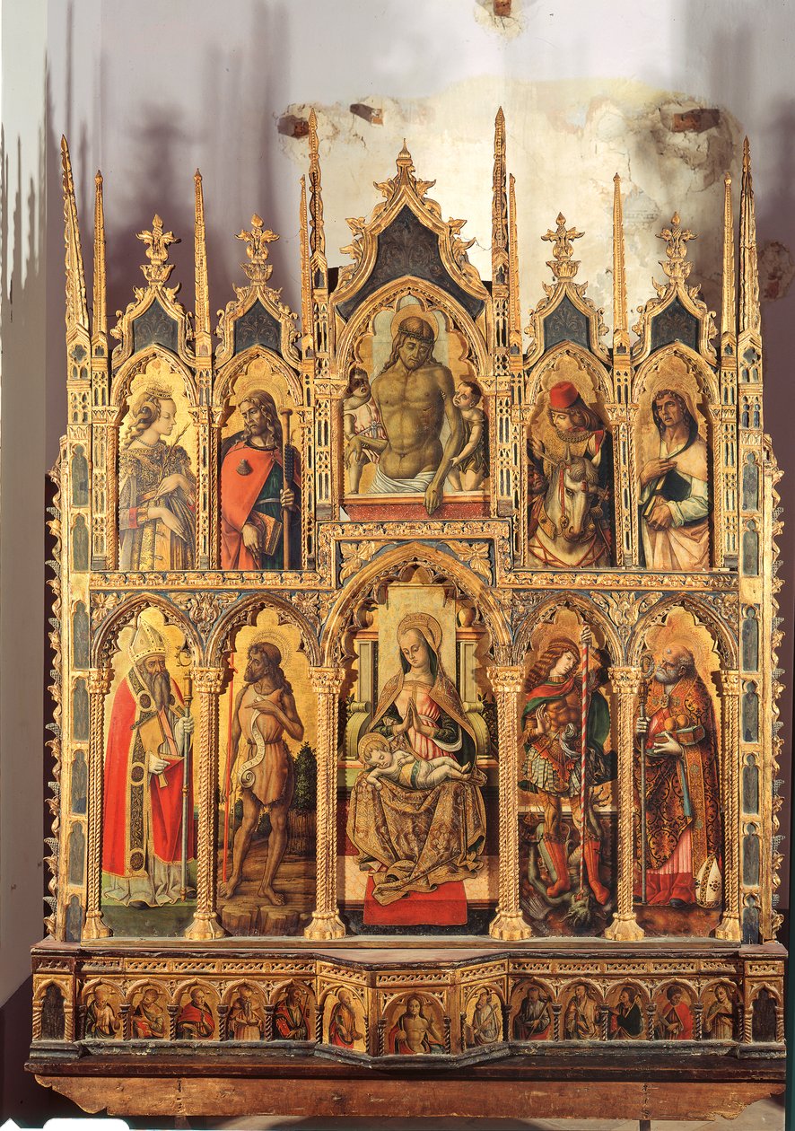مادونا والطفل مع القديسين ، polyptych (تمبرا على اللوحة) بواسطة كارلو كريفيلي