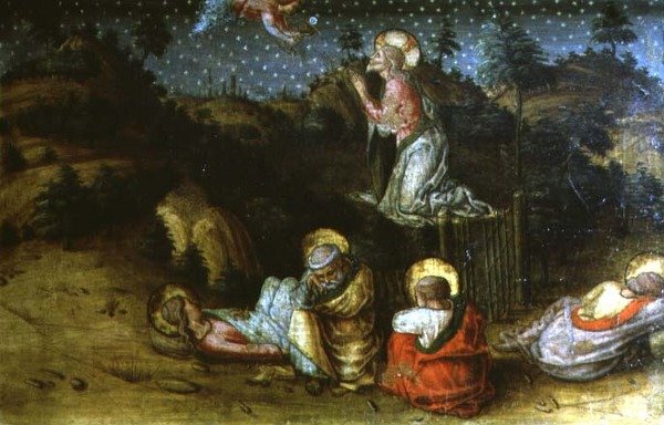 The Agony in the Garden ، لوحة بيدلا اليسرى من San Silvestro polyptych بواسطة كارلو كريفيلي