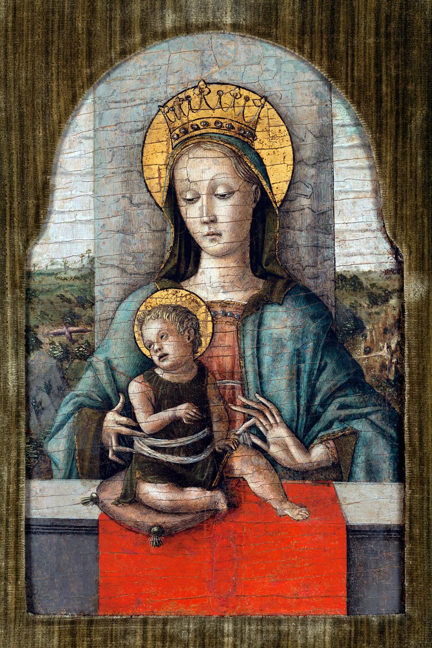 العذراء والطفل par Crivelli ، كارلو (1435 - 1495). تمبرا على لوح ، الحجم: 28 × 18 ، حوالي 1455 ، مؤسسة سيني ، البندقية بواسطة كارلو كريفيلي