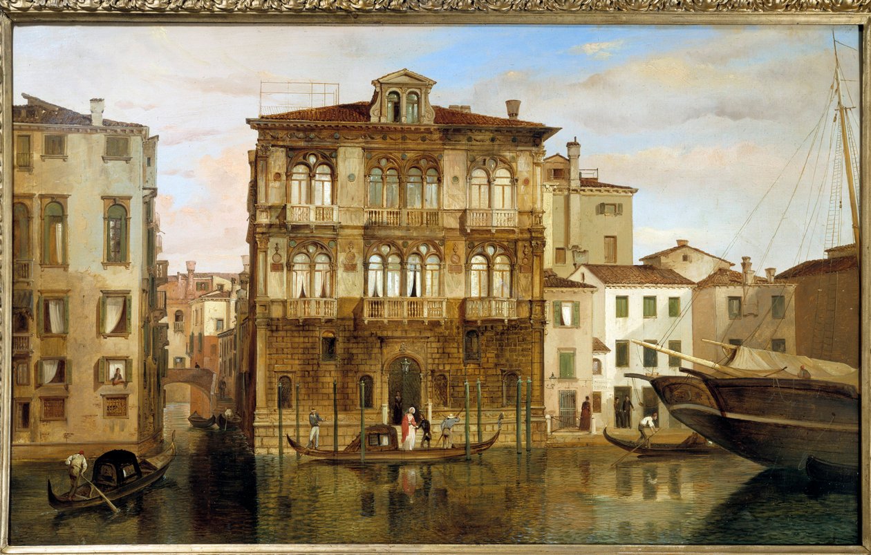 ماريا تاغليوني في جندول أمام بنايتها في البندقية ، بواسطة كارلو فيراري (1813-1871) بواسطة كارلو فيراري