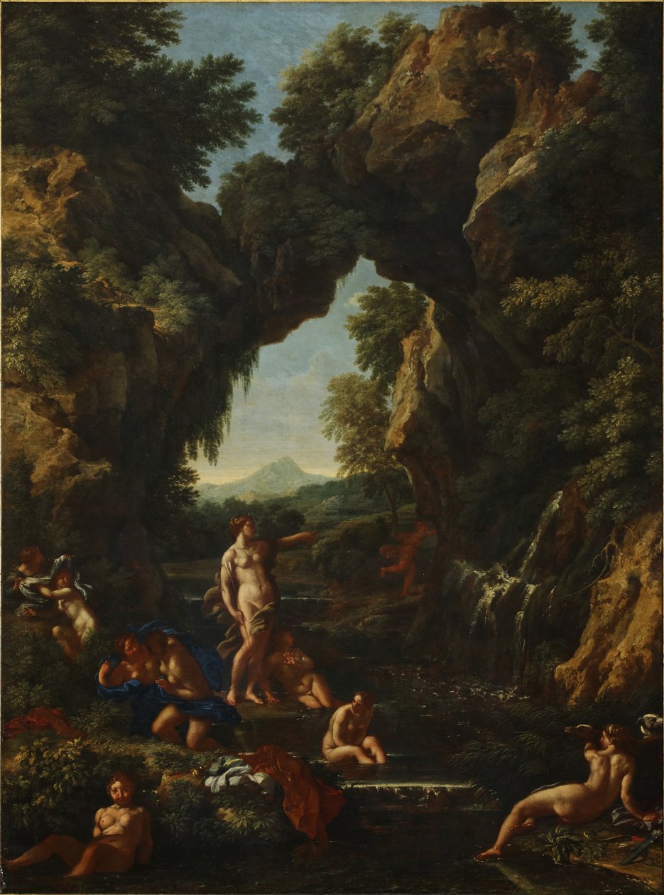 Landscape with Diana and Actaeon, c.1657 (oil on canvas) بواسطة كارلو ماراتا أو ماراتي