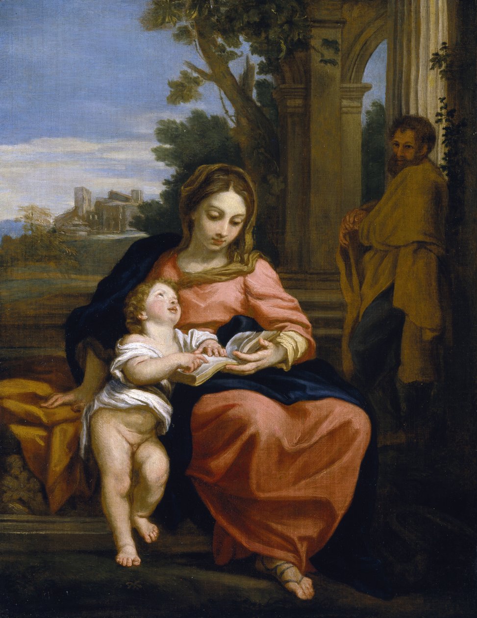 The Holy Family, c.1700-15 (oil on canvas) بواسطة كارلو ماراتا أو ماراتي