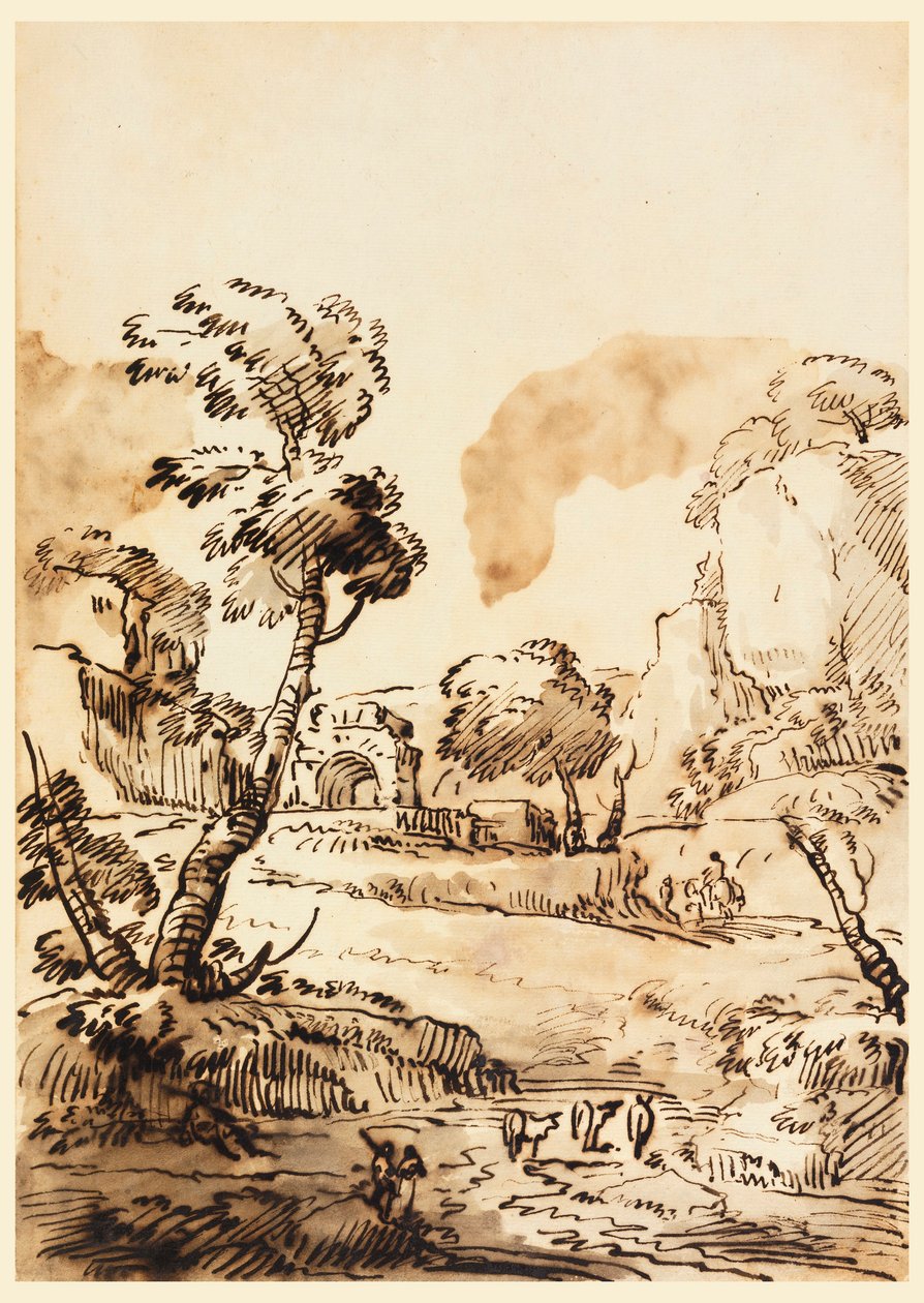 رسم، منظر طبيعي رعوي، 1760-1780 بواسطة كارلو مارشوني