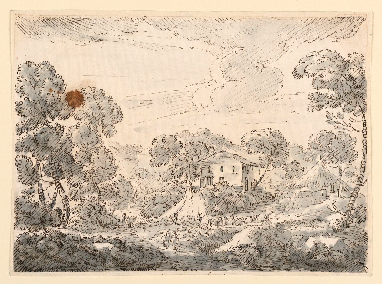 رسم، مسكن فلاحين في الريف الخشبي، 1750-1770 بواسطة كارلو مارشوني