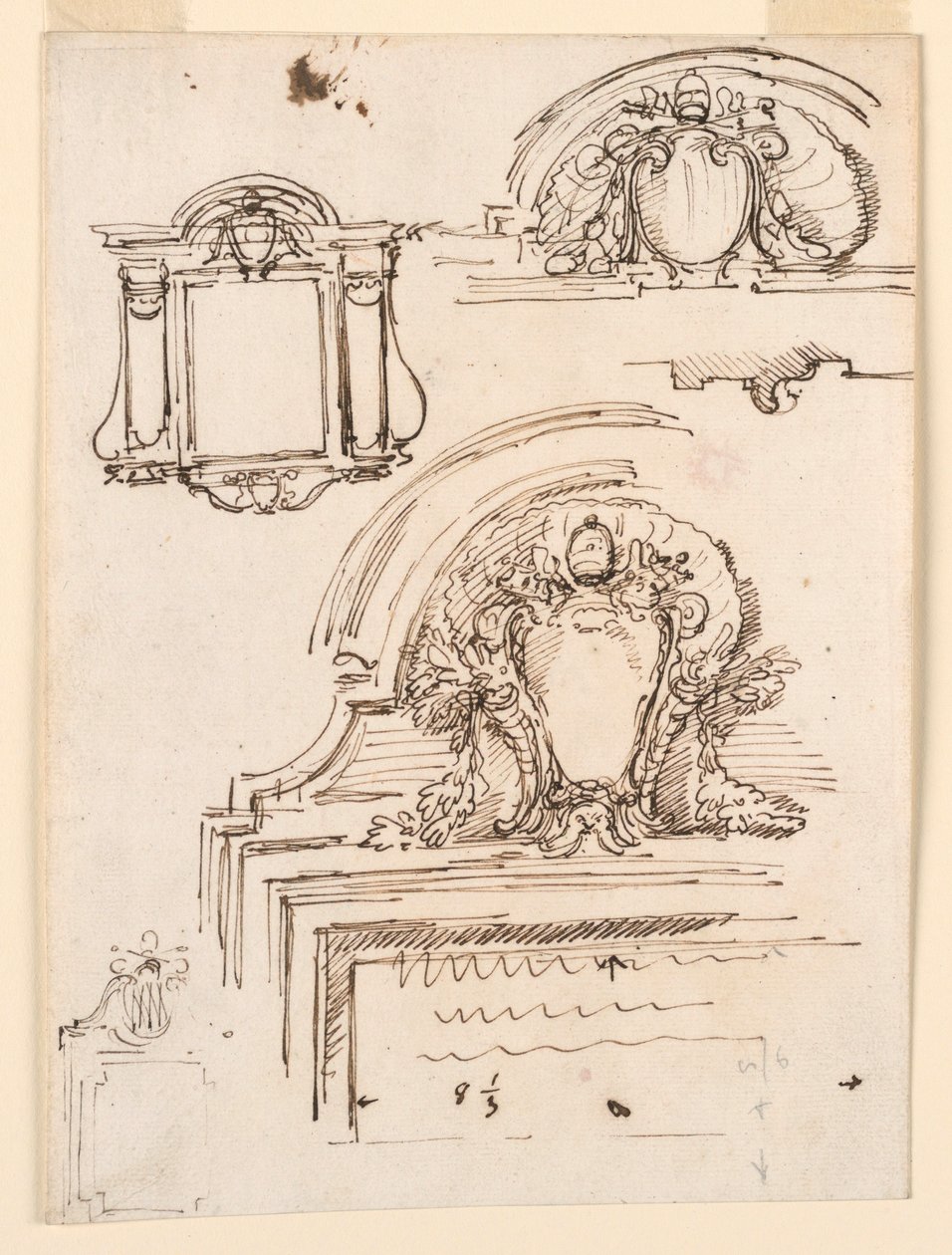 رسم، رسومات تخطيطية للإطارات، لخزانة القديس بطرس، 1740-58 بواسطة كارلو مارشوني