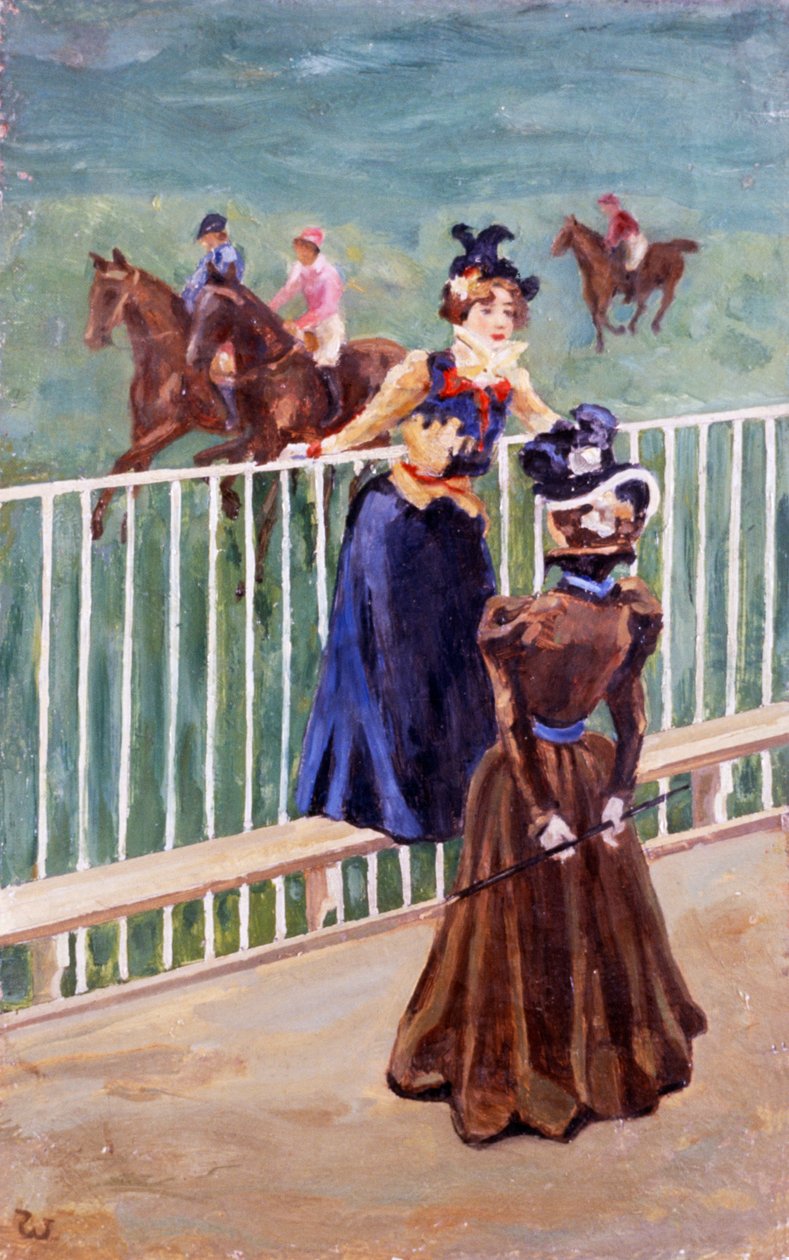 باريس ، في مضمار السباق ، بواسطة كارلو ووستري (1865-1943) ، زيت على قماش ، 55x35 سم بواسطة كارلو ويستري