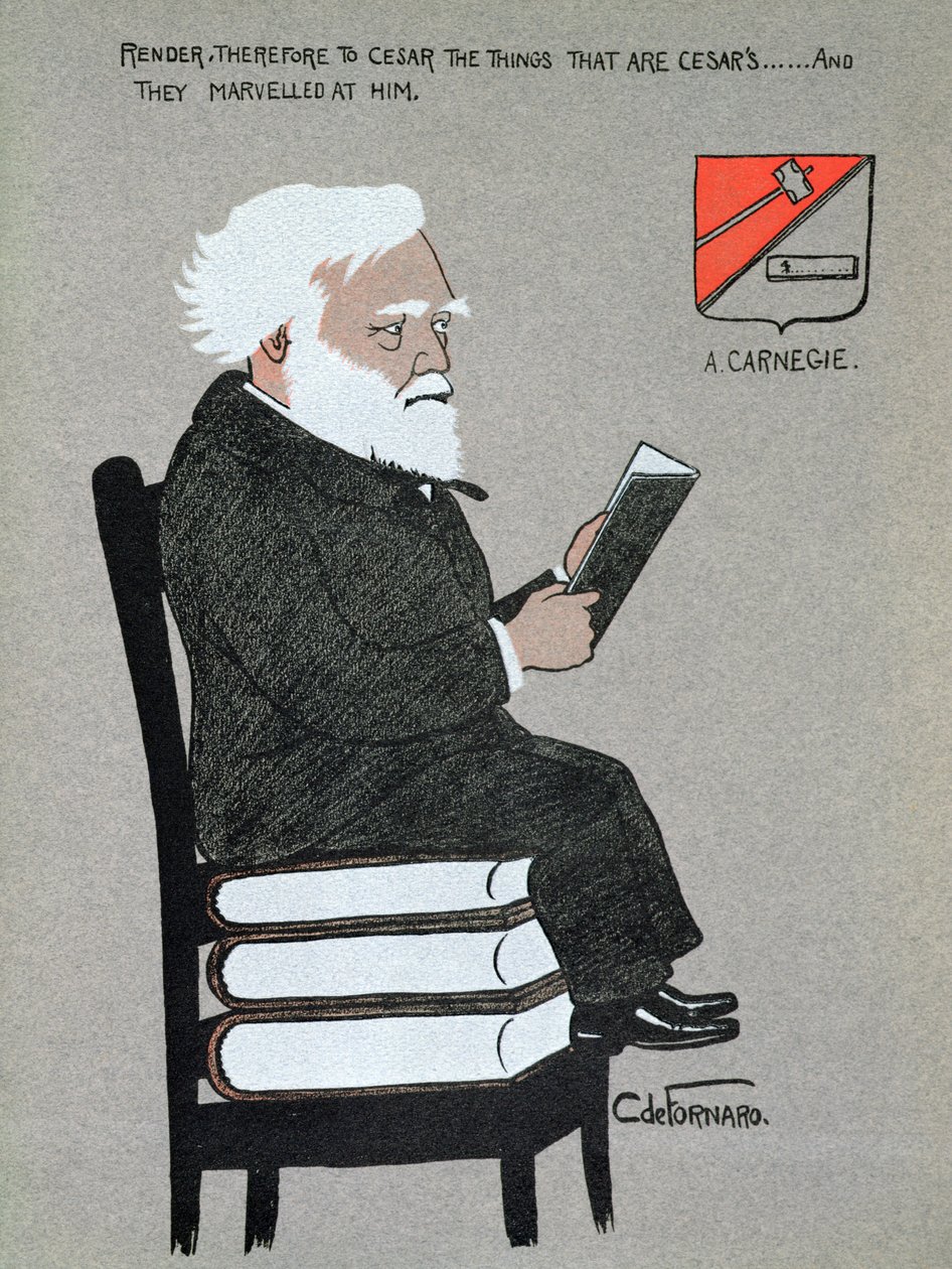 رسم كاريكاتوري لأندرو كارنيجي (1835-1919) رسم من "مليونيرات أمريكا" بواسطة كارلو دي فورنارو
