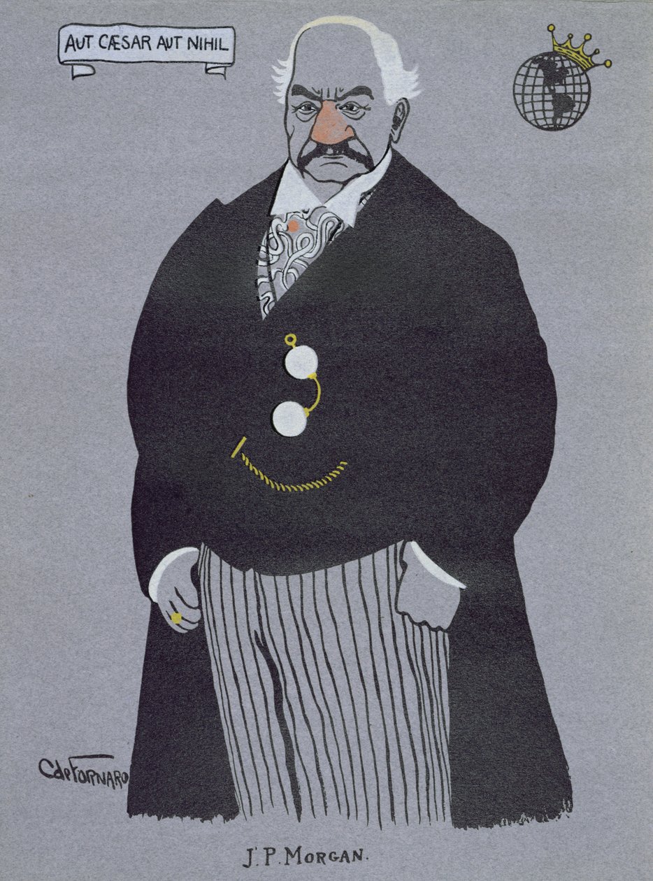 صورة كاريكاتورية لجون بيربونت مورغان (1837-1913) من "مليونيرات أمريكا" بواسطة كارلو دي فورنارو