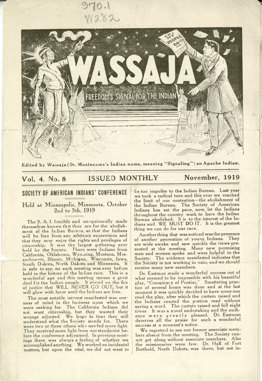 إصدار Wassaja ، المجلد. 4 ، رقم 8 ، نوفمبر 1919 بواسطة كارلوس مونتيزوما