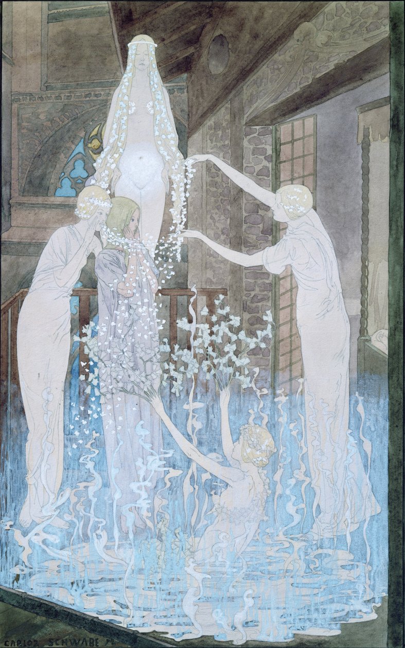 رسم توضيحي من فيلم "Le Reve" بواسطة إميل زولا (1840-1902) ص 1888 بواسطة كارلوس شواب