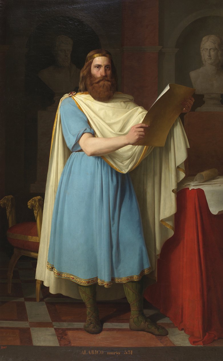 Portrait du roi Wisigoth Alaric II (484-507) (Visigothic King Alarik، Alarich، and Alarico II) Peinture de Carlos Maria Esquivel y Rivas (1830-1867) 1856 Palais de las Cortes، Madrid بواسطة كارلوس ماريا اسكيفيل