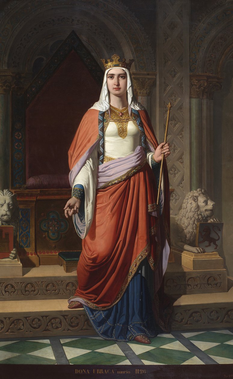 Portrait de la reine Urraque Iere de Leon (1081-1126) (صورة للملكة Urraca of Leon and Castile) Peinture de Carlos Mugica y Perez (1821: 1876) 1857 Palais de las Cortes ، مدريد بواسطة Carlos Múgica y Pérez