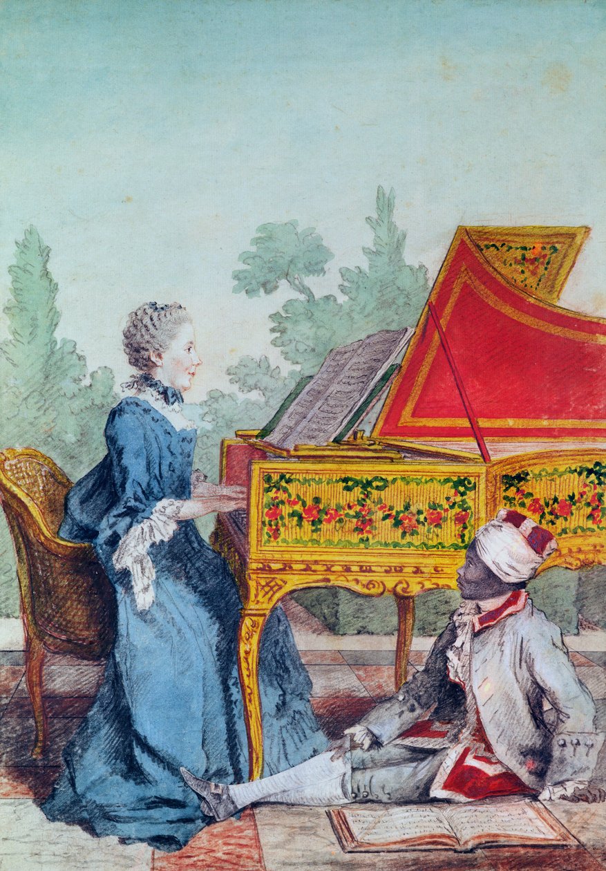 صورة ل Mademoiselle Desgots من Saint-Domingue مع عبدها لوران بواسطة كارمونتيل