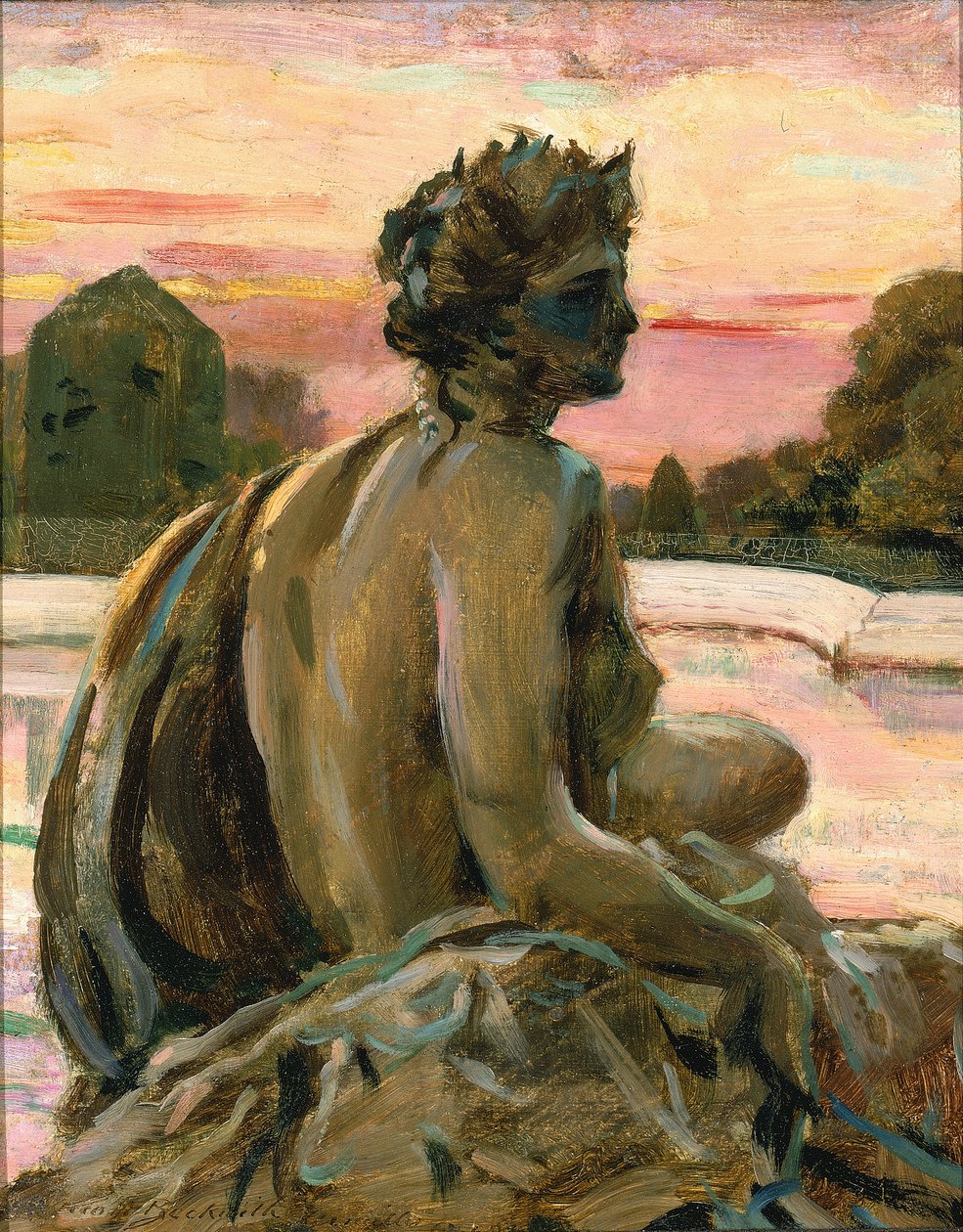 أحد الشخصيات في Parterre d'Eau ، كاليفورنيا. 1911 أو 1913. بواسطة كارول بيكويث
