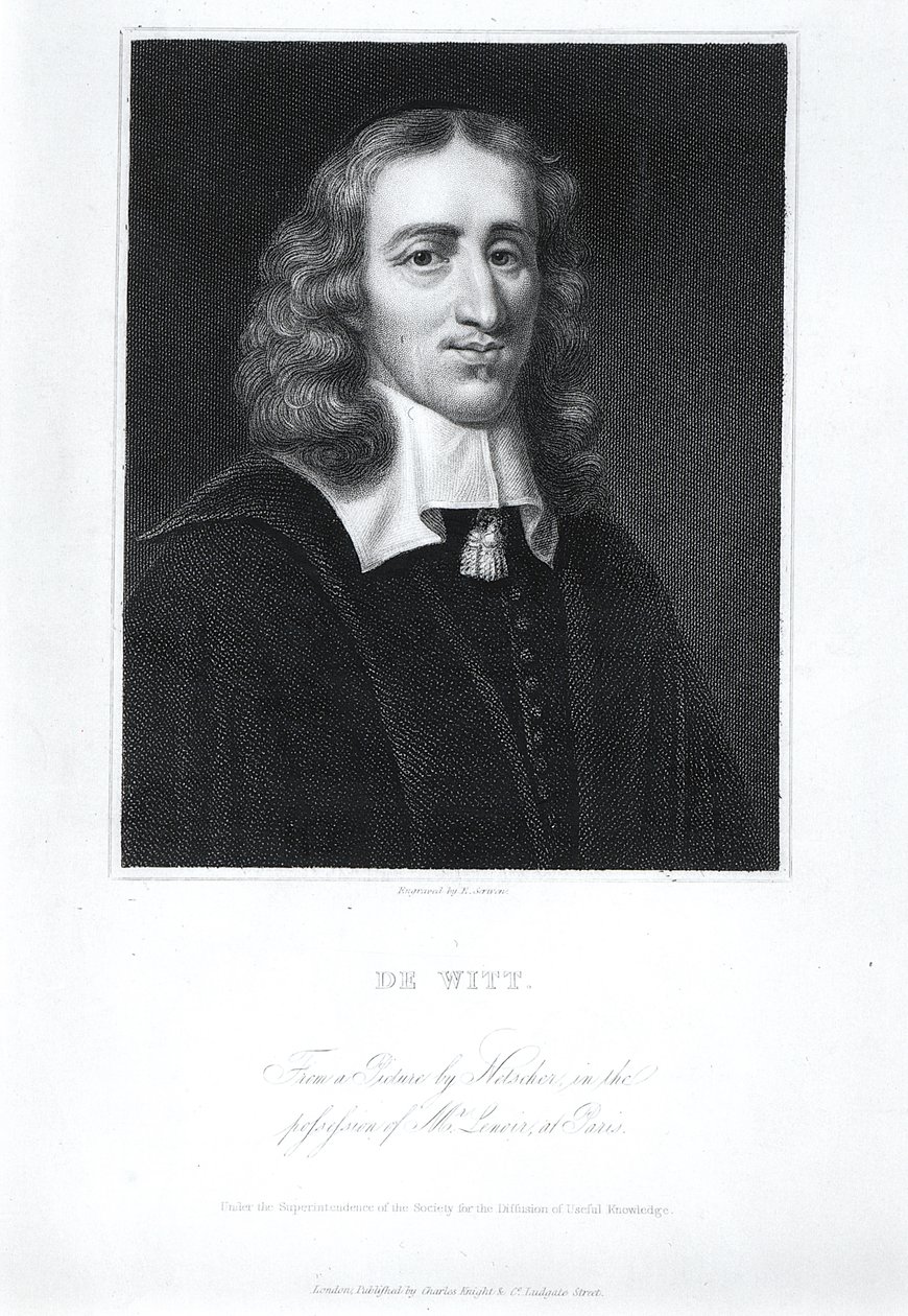 صورة يوهان دي ويت (1625-72) ، محفورة من قبل إدوارد سكريفين (1775-1841) بواسطة كاسبار نيتشر