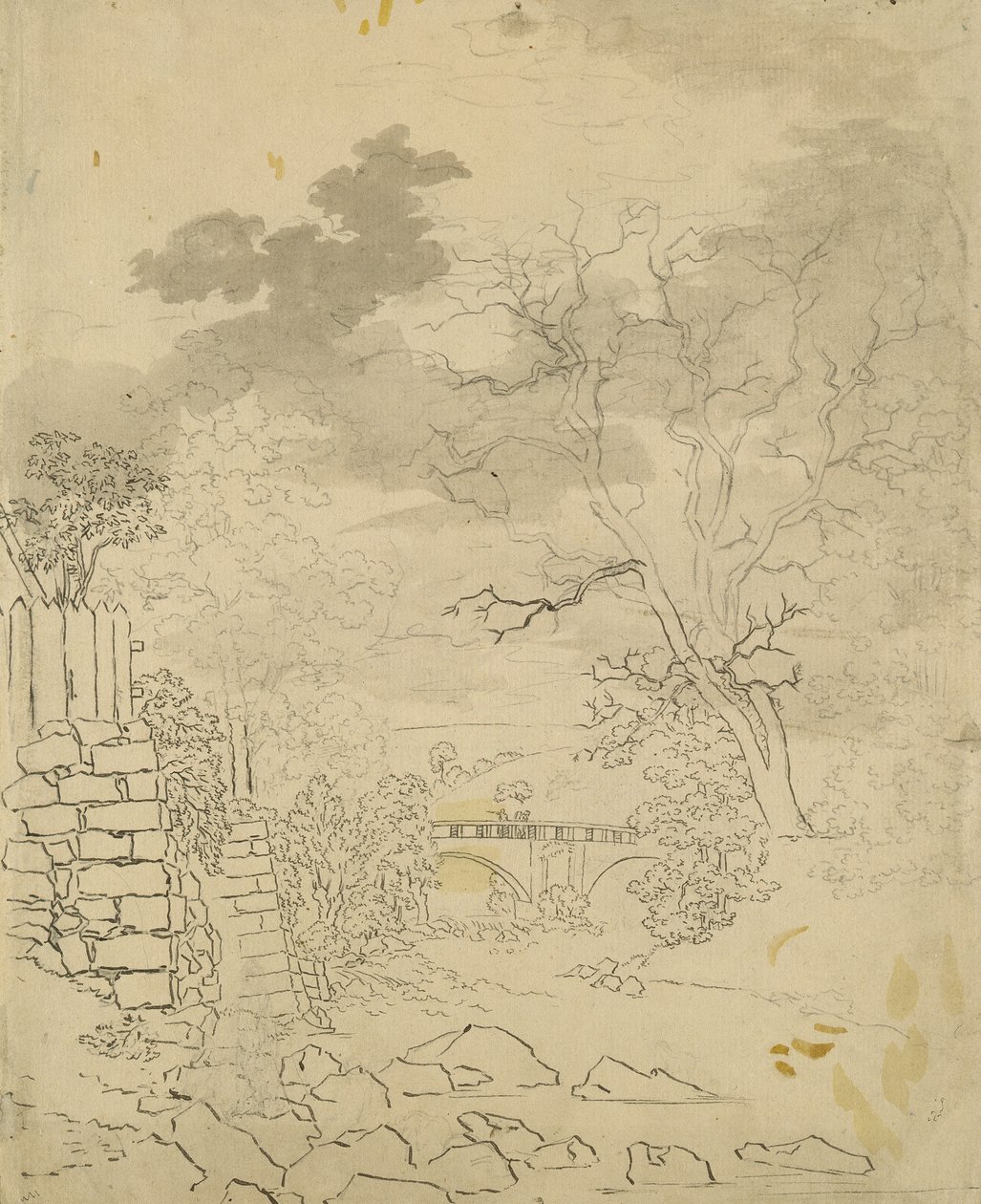 دفق بجسر ، c.1799 (قلم رصاص وقلم وحبر على ورق) بواسطة كاسبار ديفيد فريدريش