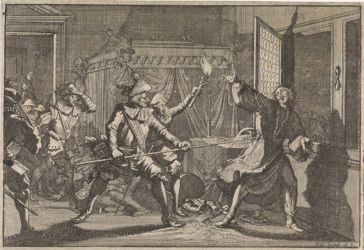 قتل ألبريشت فون فالنشتاين ، دوق فريدلاند ، على يد جنوده عام 1634 بواسطة كاسبار لويكن (منسوب إلى)