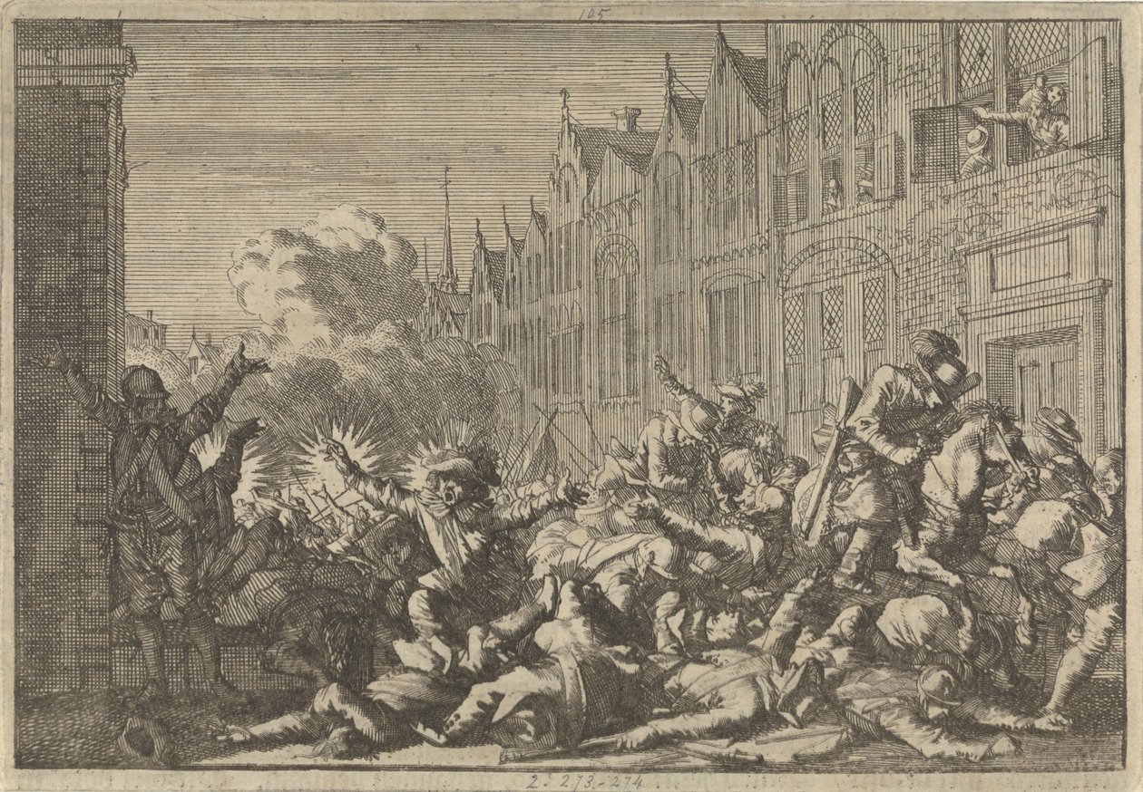 غاضبون احتلهم أنصار مازارين وهم يركضون في كمين بعشرة بنادق للحاكم دي روهان ، 1652 بواسطة كاسبار لويكن