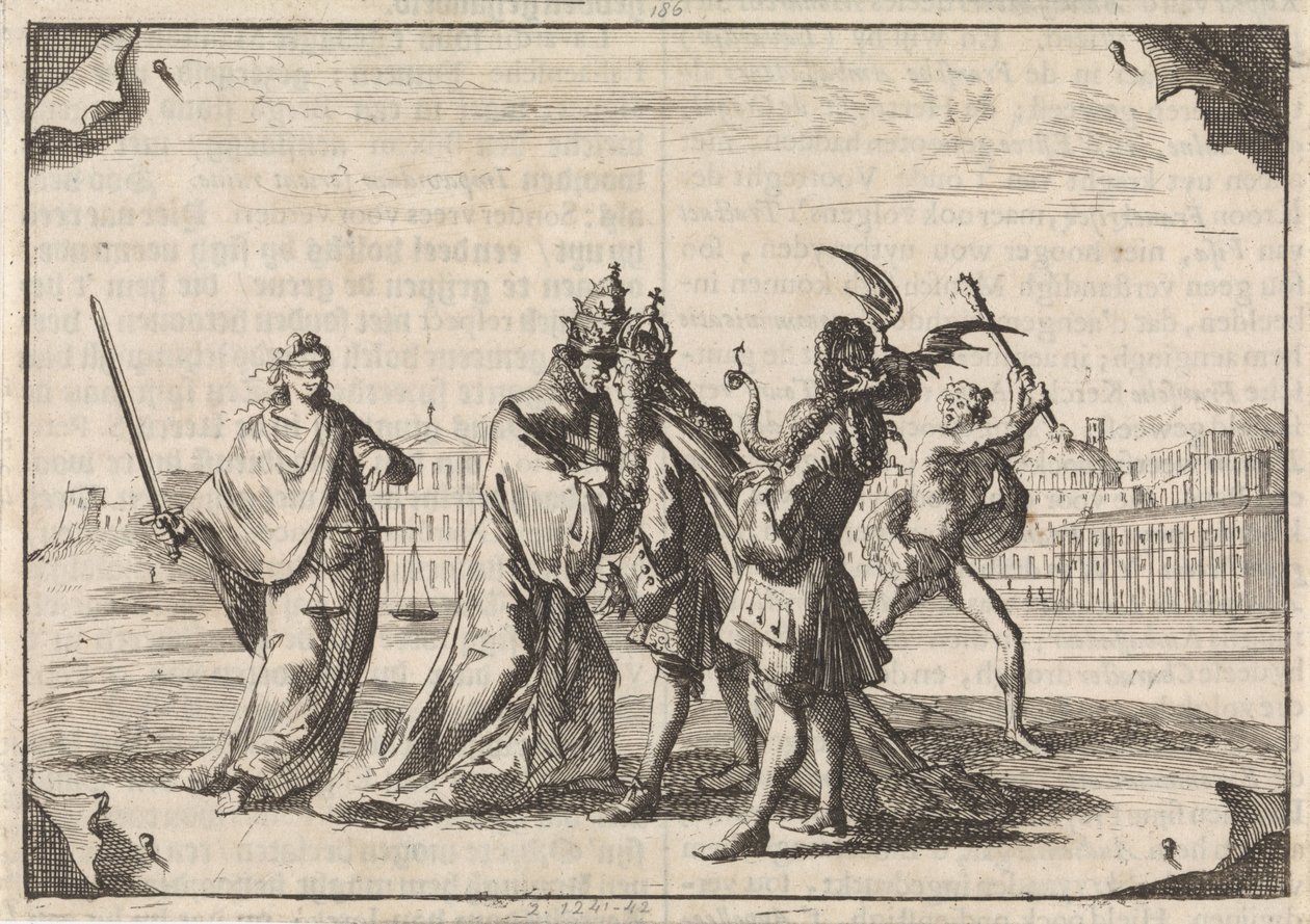 رسم كاريكاتوري عن المعركة بين لويس الرابع عشر والبابا إنوسنت الحادي عشر ، 1687 بواسطة كاسبار لويكن