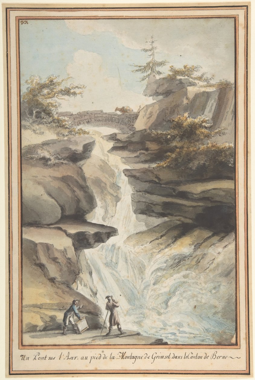 جسر على نهر Aar ، عند سفح Grimsel ، في كانتون برن ، كاليفورنيا. 1775. بواسطة كاسبار وولف
