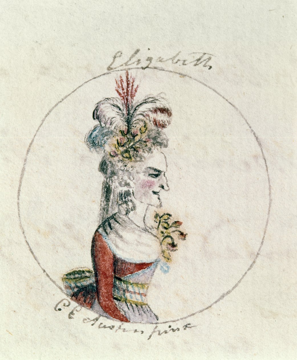 الملكة إليزابيث الأولى ، ج .1790 (قلم وحبر ومرحاض على ورق) بواسطة كاساندرا أوستن