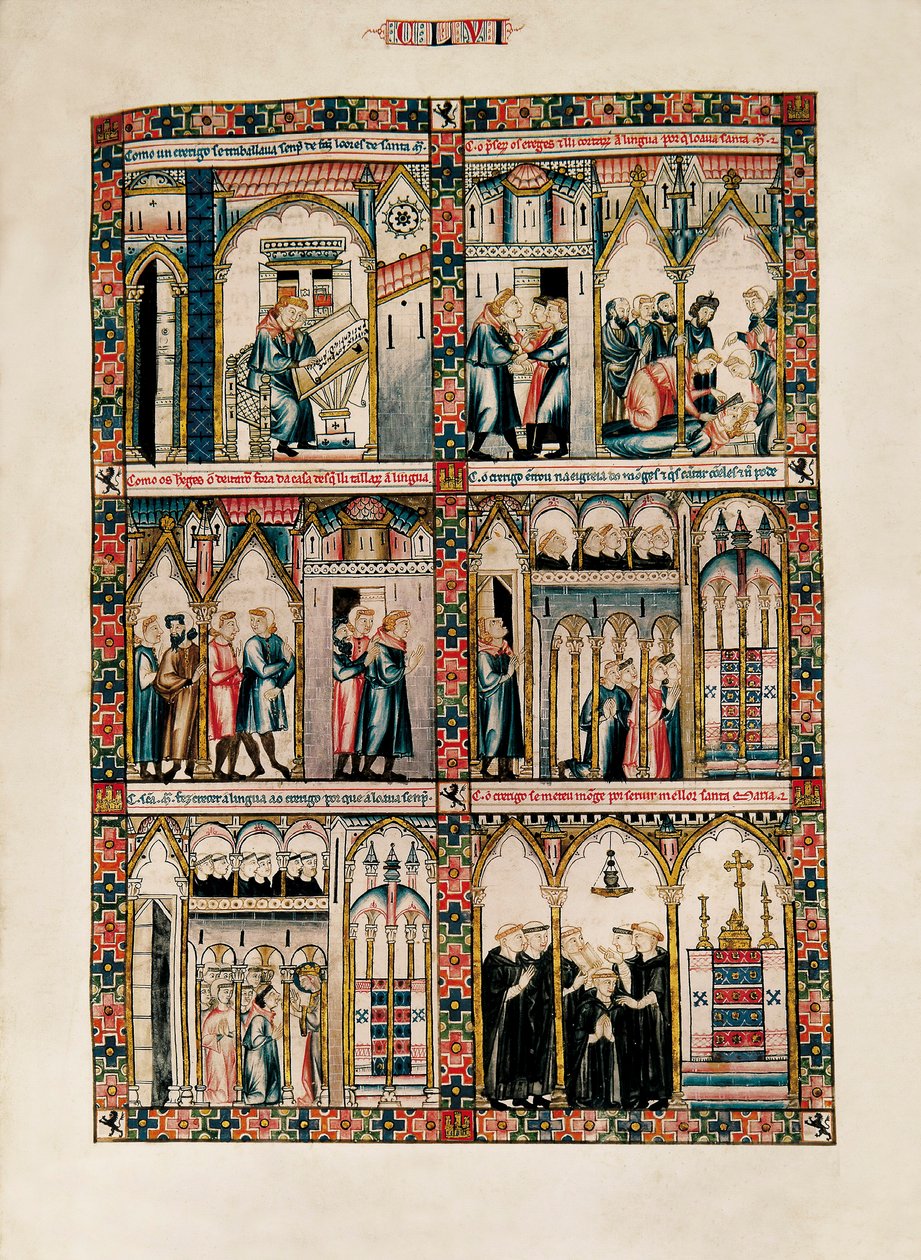 المنمنمات المكرسة للقديسة مريم ومعجزاتها ، من Las Cantigas de Santa María (أغاني القديسة مريم) ، Fol. 156 بواسطة المدرسة الكاتالونية