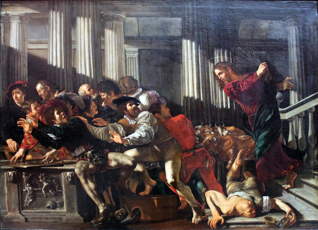 المسيح يقود الصيارفة من الهيكل بواسطة Cecco de Caravaggio