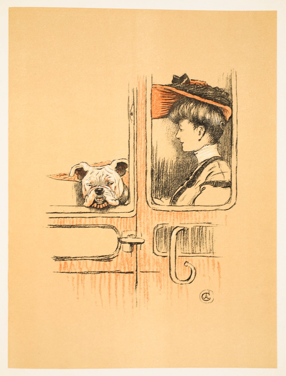السفر في الدرجة الأولى ، من &39;A Gay Dog ، قصة عام أحمق&39; Aldin ، Cecil Charles Windsor (1870-1935) ، نشر William Heineman ، 1905. توضيح ، الطبعة الأولى ، الطباشير والتلوين على الورق بواسطة سيسيل تشارلز وندسور الدين
